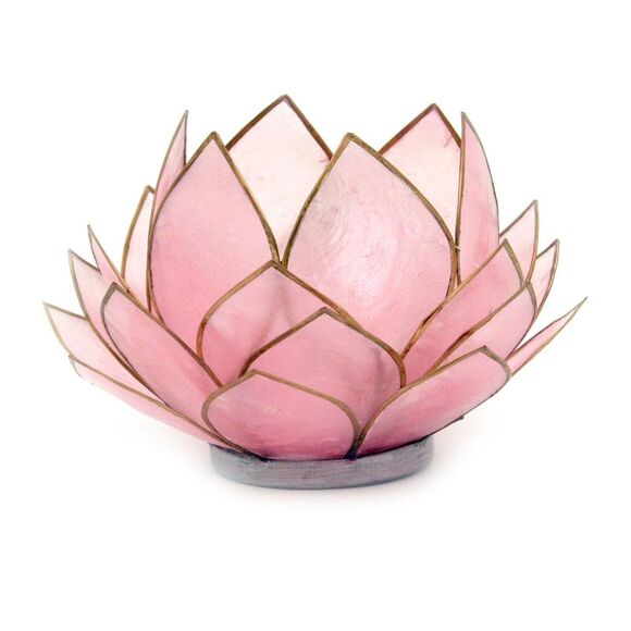 Light Pink Capiz Shell Opening Lotus Flower Bulb Tealight Candle Holder - Picture 1 of 1